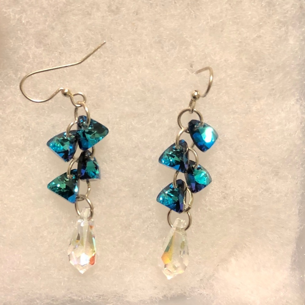 Handmade Swarovski dangling earrings